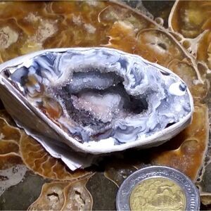 2 Inch Natural Polished Quartz Druzy Geode Half